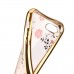 iPhone SE 5 5s - Secret Garden Floral and Butterfly Bling Rhinestone Electroplated Clear Soft TPU Protective Phone Cover Case - Gold and Pink Flower
